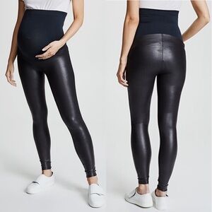 NWT SPANX Mama Maternity Faux Leather Leggings in Very Black